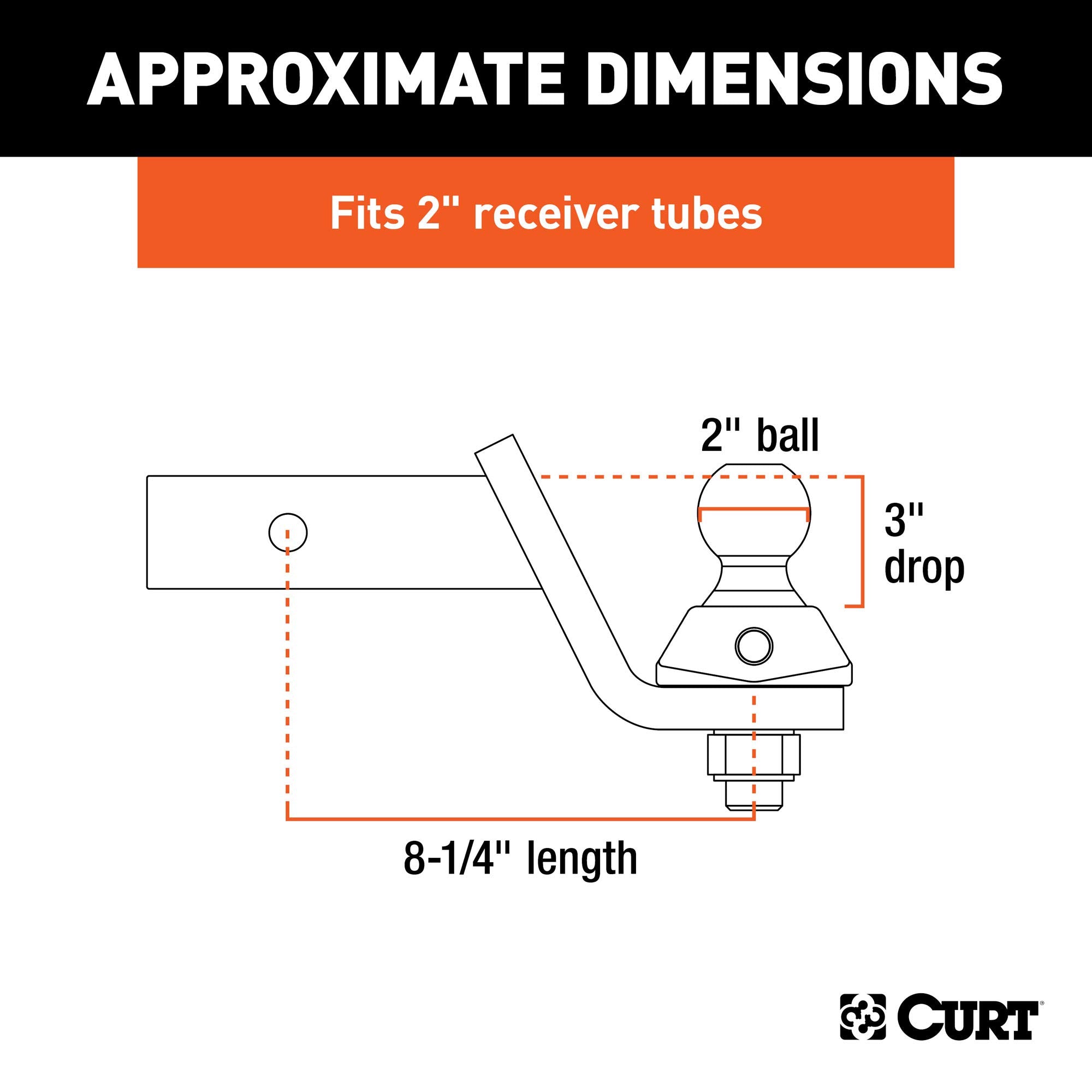 CURT RockerBall 45143 Cushion Hitch Ball Mount, 7,500 lbs 2-Inch Diameter, 2-in Shank, 3" Drop, Anti-Rattle Pin