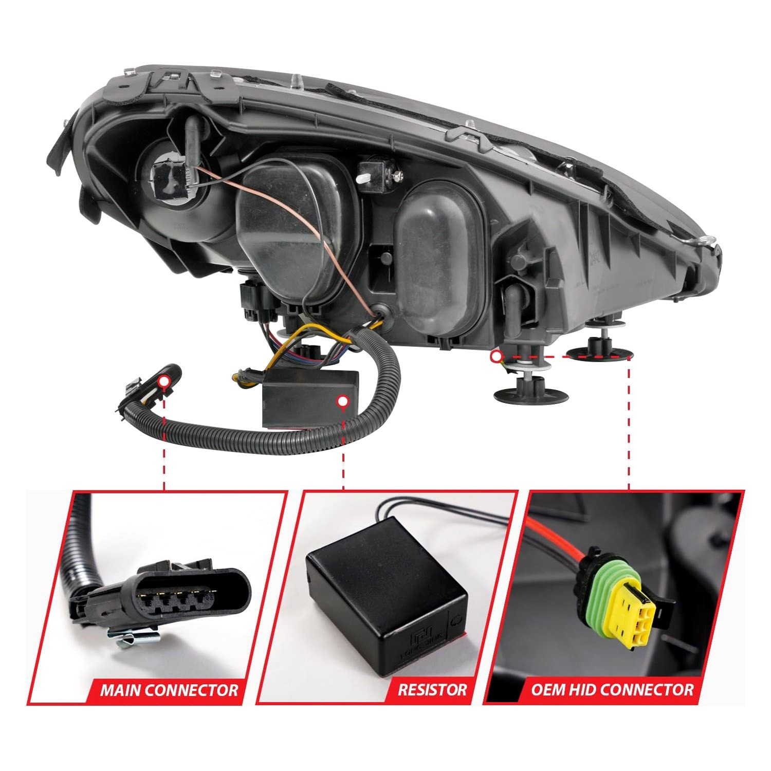 05-13 Chevrolet Corvette ANZO Projector Headlights w/Switchback & Sequential LED - Black Amber