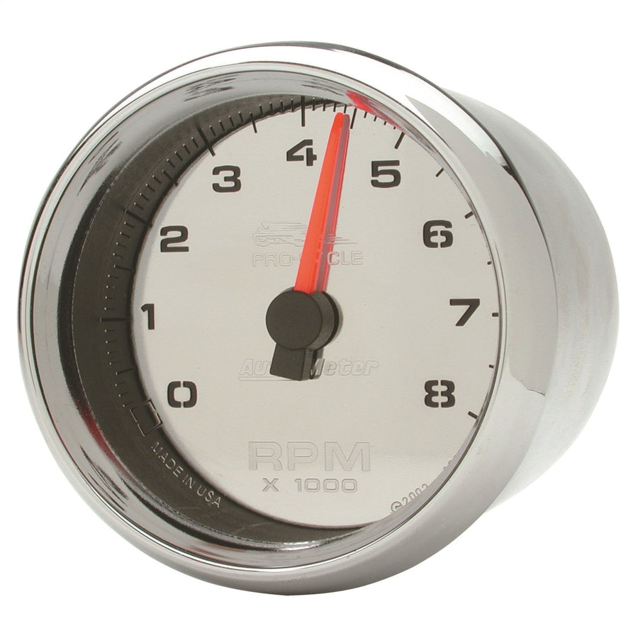 Tachometer AutoMeter 19308 Gauge (Pro-Cycle Gauge, Tach, 2-5/8", 8K RPM, 2&4 Cylinder, Chrome, Pro-Cycle)