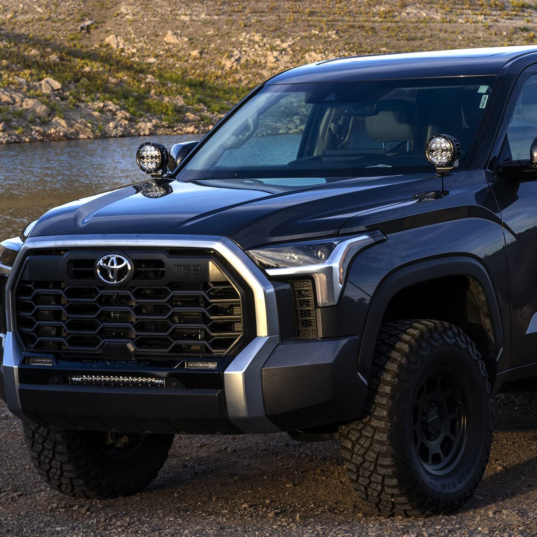 Rigid 46806 LED Light Mount Kit A-Pillar FITS 2022+Toyota Tundra Includes Rigid 6" inch 360-Series Drive Optics with Amber Back Lighting and Amber & Black Covers