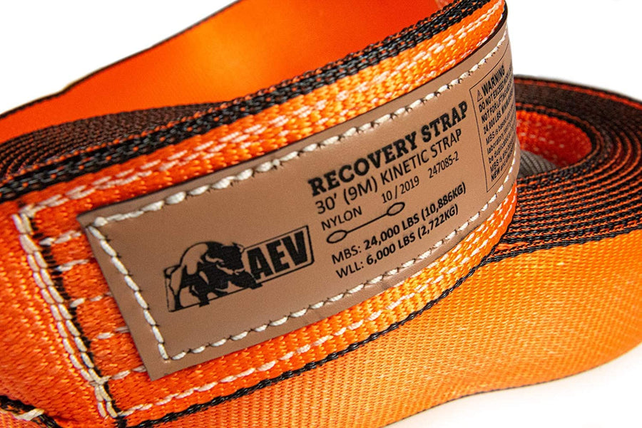 Mid-Size AEV Kinetic Recovery Strap 3" x 30' - Minimum Breaking Strength 24,000 LBS