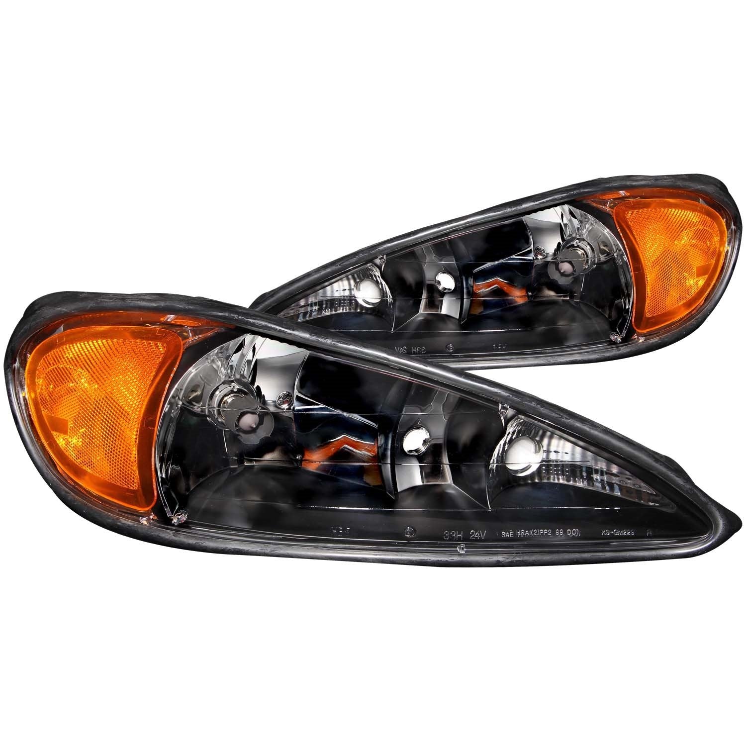 Pontiac Grand Am Anzo USA 121116 Crystal Black Headlight Assembly - (Sold in Pairs)