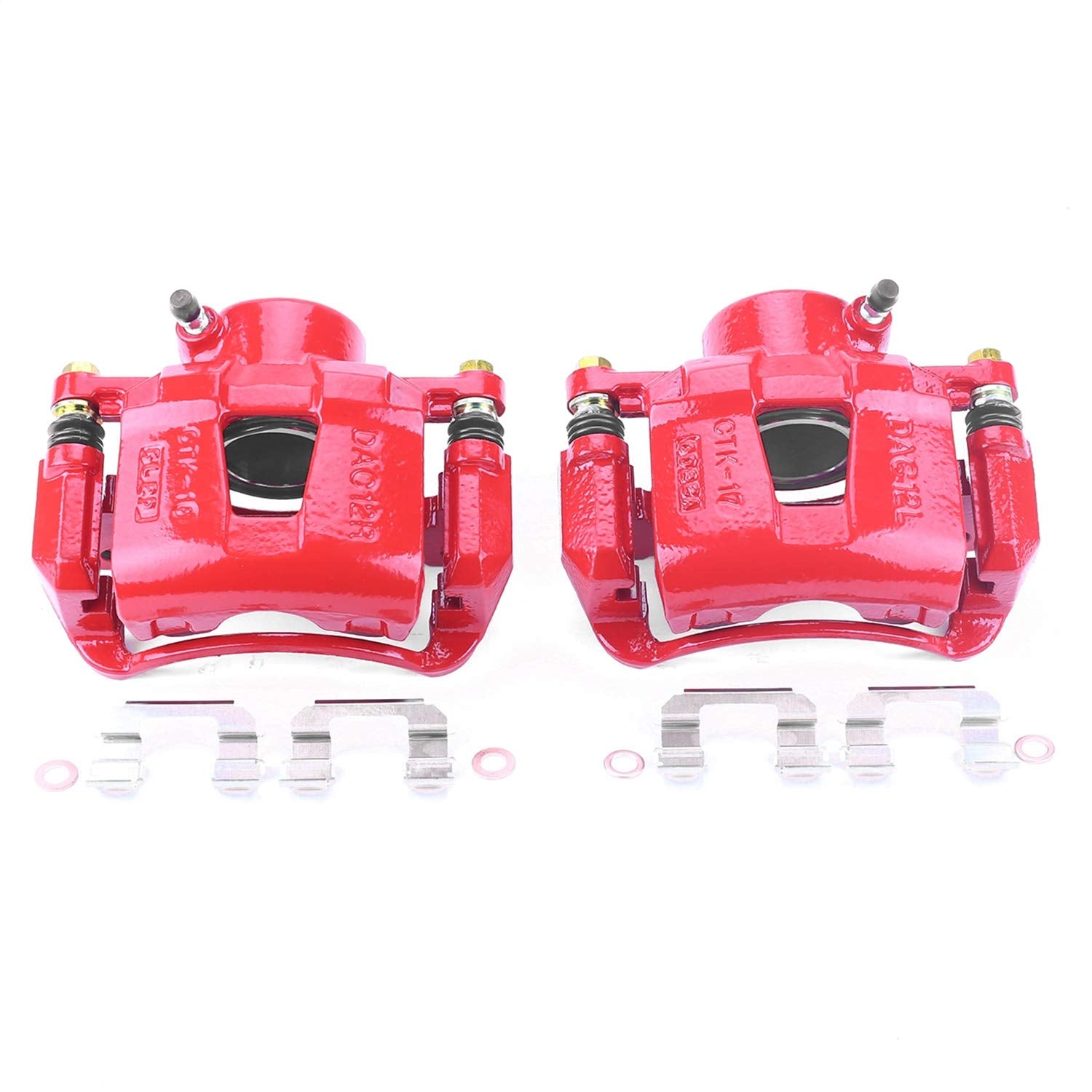 Power Stop S2810 Front Pair of High-Temp Red Powder Coated Calipers For Chevy Aveo, Chevy Aveo5, Chevy Optra, Chevy Spark, Chevy Spark EV, Pontiac G3, Suzuki Forenza, Suzuki Reno [Model Specific]