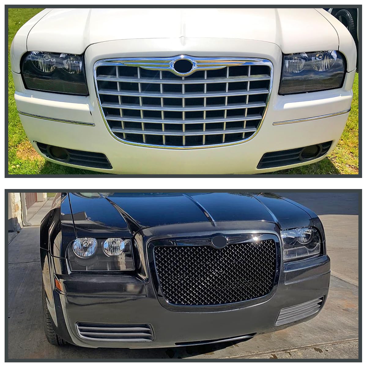 Black Headlights SPEC-D TUNING Compatible with 2005-2010 Chrysler 300, Left + Right Pair Headlamp Assembly