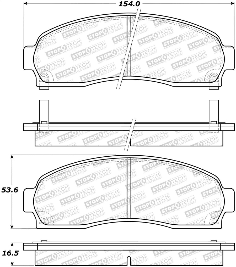 Front StopTech 308.08330 Brake Pads with Shims and Hardware Street