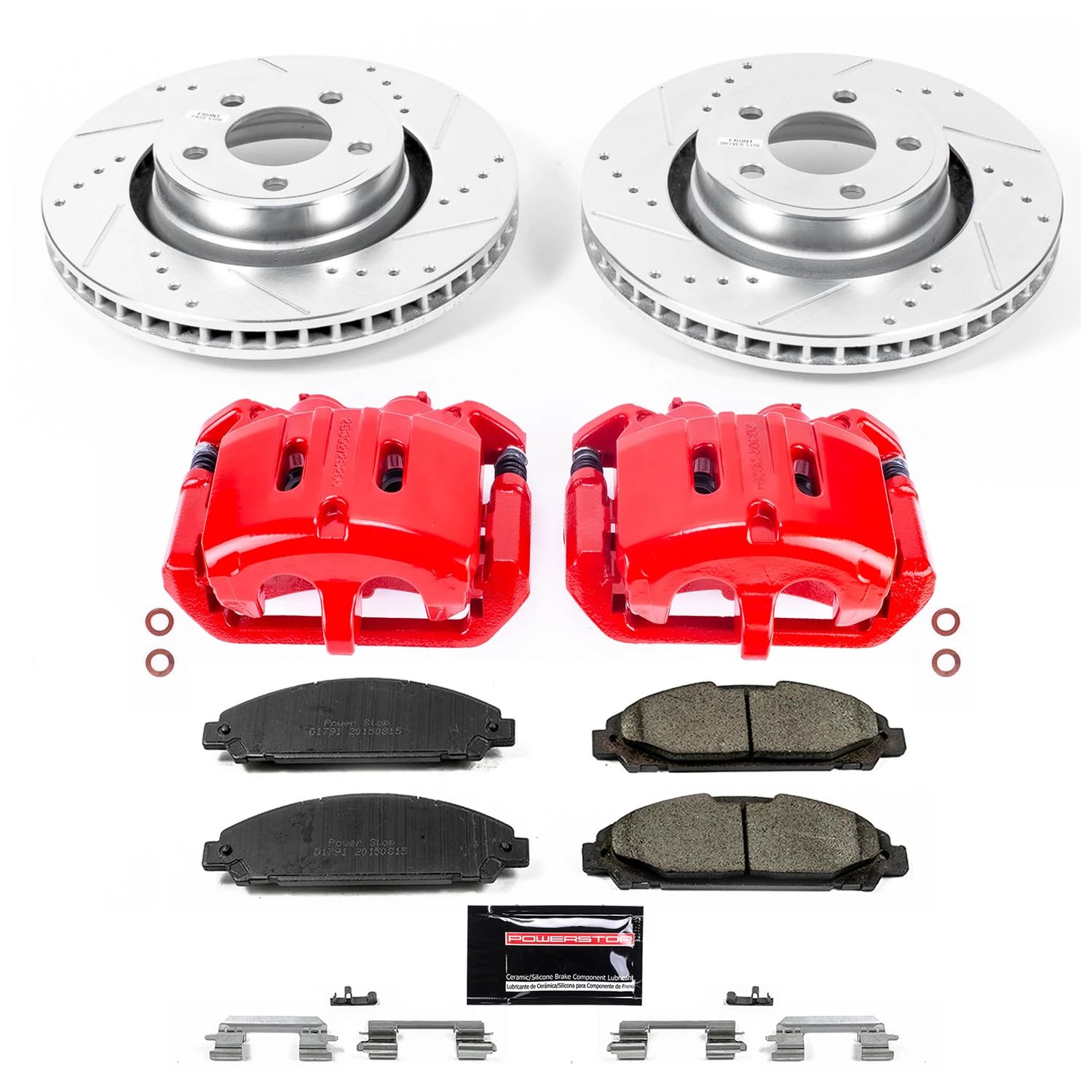Power Stop Z23 KC6808, Front and Rear Brake Caliper Kit Brake Rotors, Carbon Ceramic Brake Pads, Calipers For Ford Mustang 2015 2016 2017 2018 2019 [Model Specific]