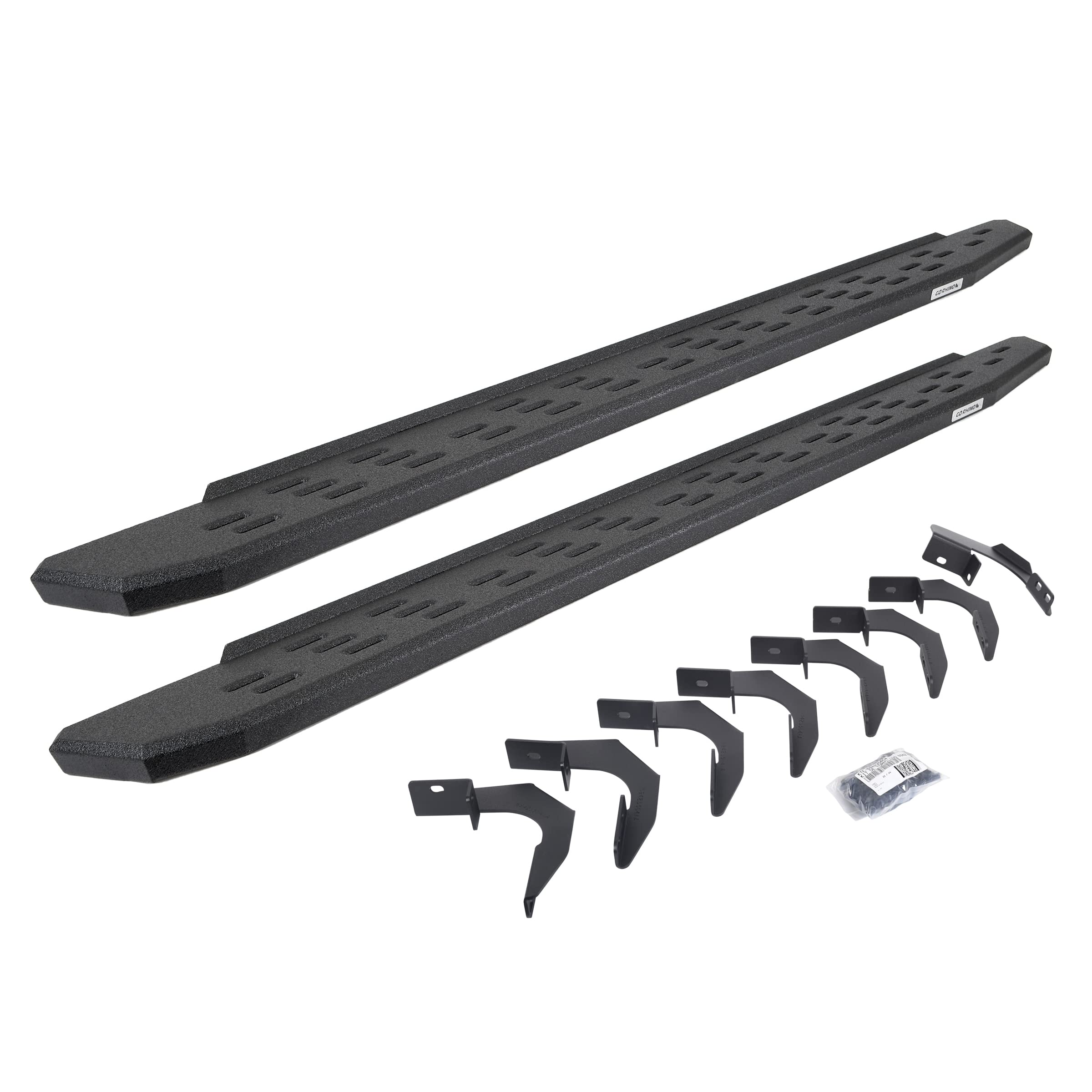 RB30 Running Boards & Brackets Go Rhino | Galvanized Steel, Protective Bedliner Coating | 69623580T | Fits 2015-2024 Chevrolet Colorado & GMC Canyon Crew Cab Pickup