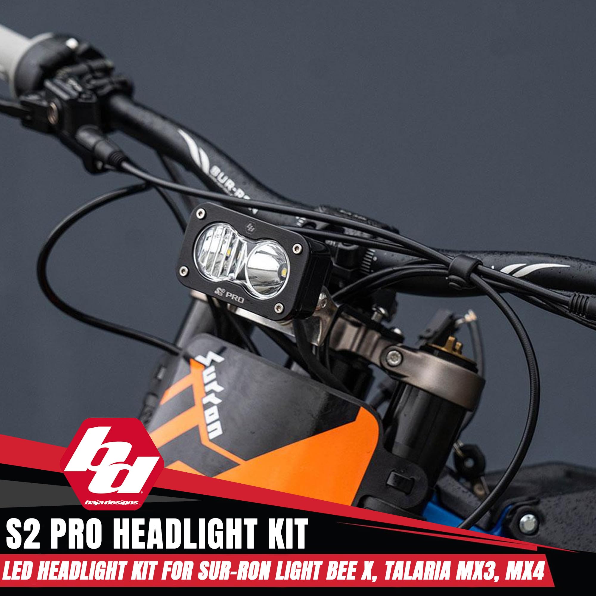 Baja Designs S2 Pro Headlight Kit for Light Bee X Sur-Ron and MX3/MX4 Talaria (Driving Combo; Clear)