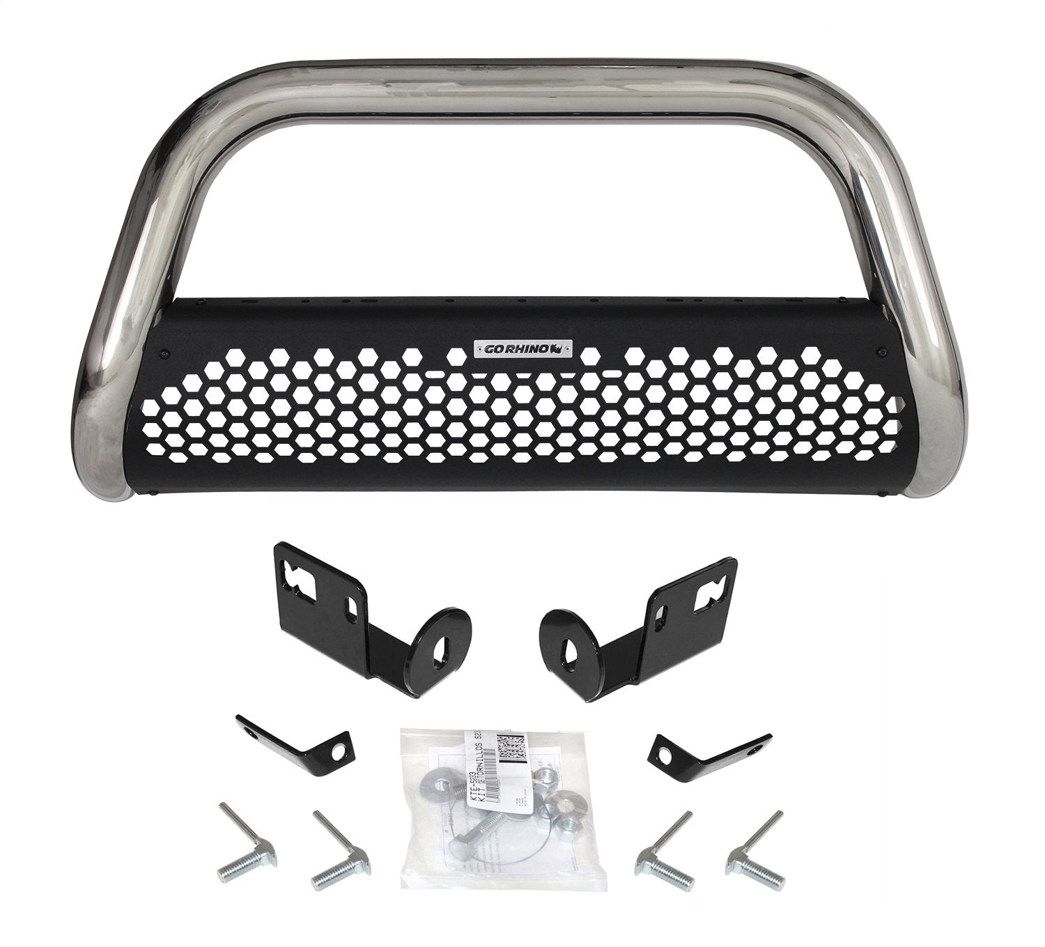 RC2 Grille Guard & Mounting Brackets Kit Go Rhino | Stainless Steel, Polished | 55214PS | Fits 2015-2020 Chevrolet Colorado & GMC Canyon (Excl. ZR2, Denali, Park Assist & Others) (See description)