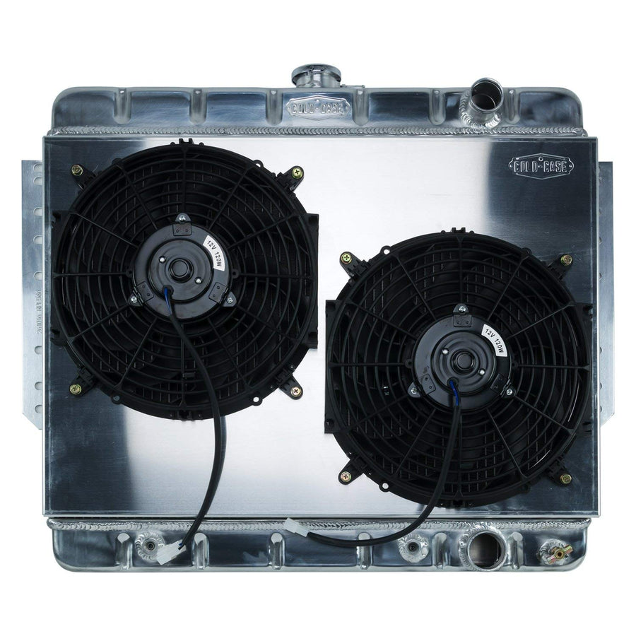 Aluminum Radiator and Dual 12 Inch Fan Kit 61-65 Impala Stamped Cold Case Radiators