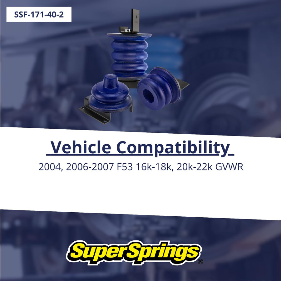 SumoSprings Front for Ford F-53 | SuperSprings SSF-171-40-2 | Left/Right Pair | 3000 (lb) Capacity at 50% Compression | Made in the USA, Blue