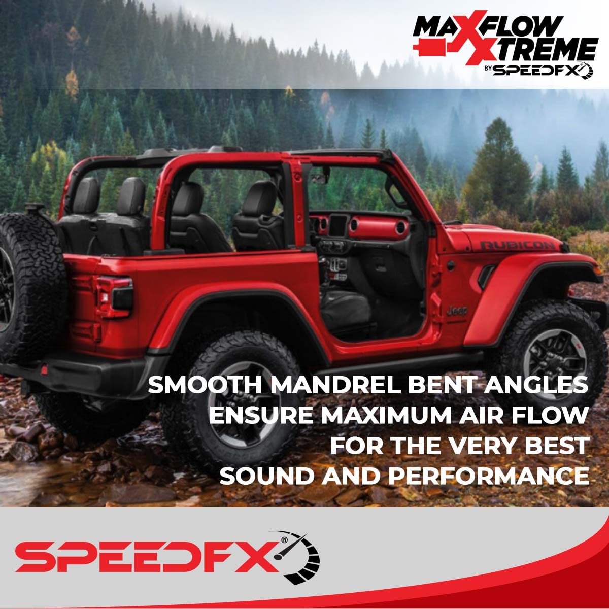 SpeedFX Exhaust Kit System 50600, With MaxFlow Xtreme Muffler, Single Exhaust With Dual Exit Rear, 4 Inch Diameter Black Powder Coated 304 Stainless Steel Tips, Fits 2012-2018 Jeep Wrangler JK