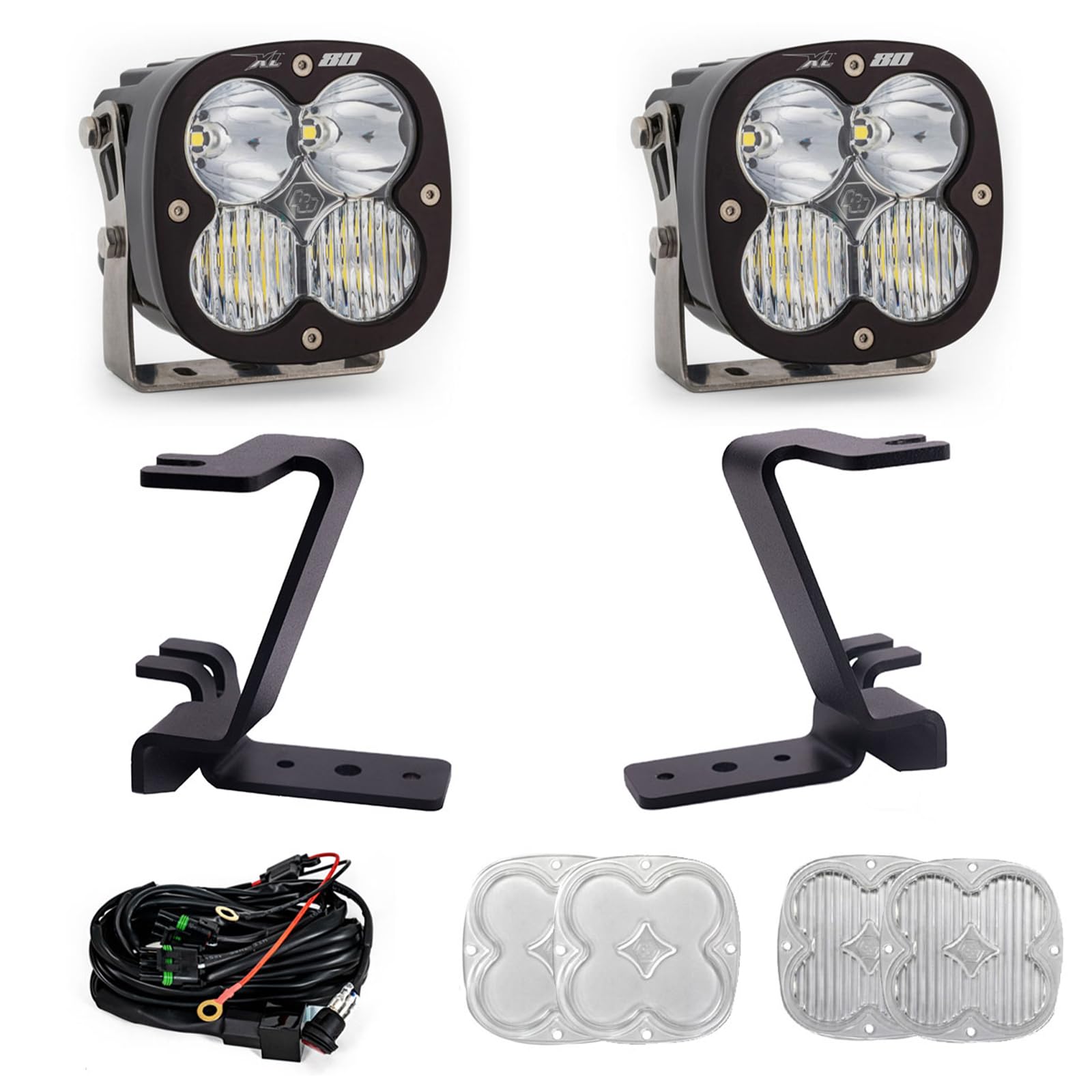 Baja Designs A-Pillar Light Kit XL80 for Ford Super Duty Truck 23-On with 2 Lights, Toggle Harness and Mounting Accessories