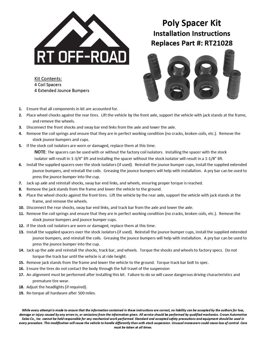 Lift Kit RT Off-Road
