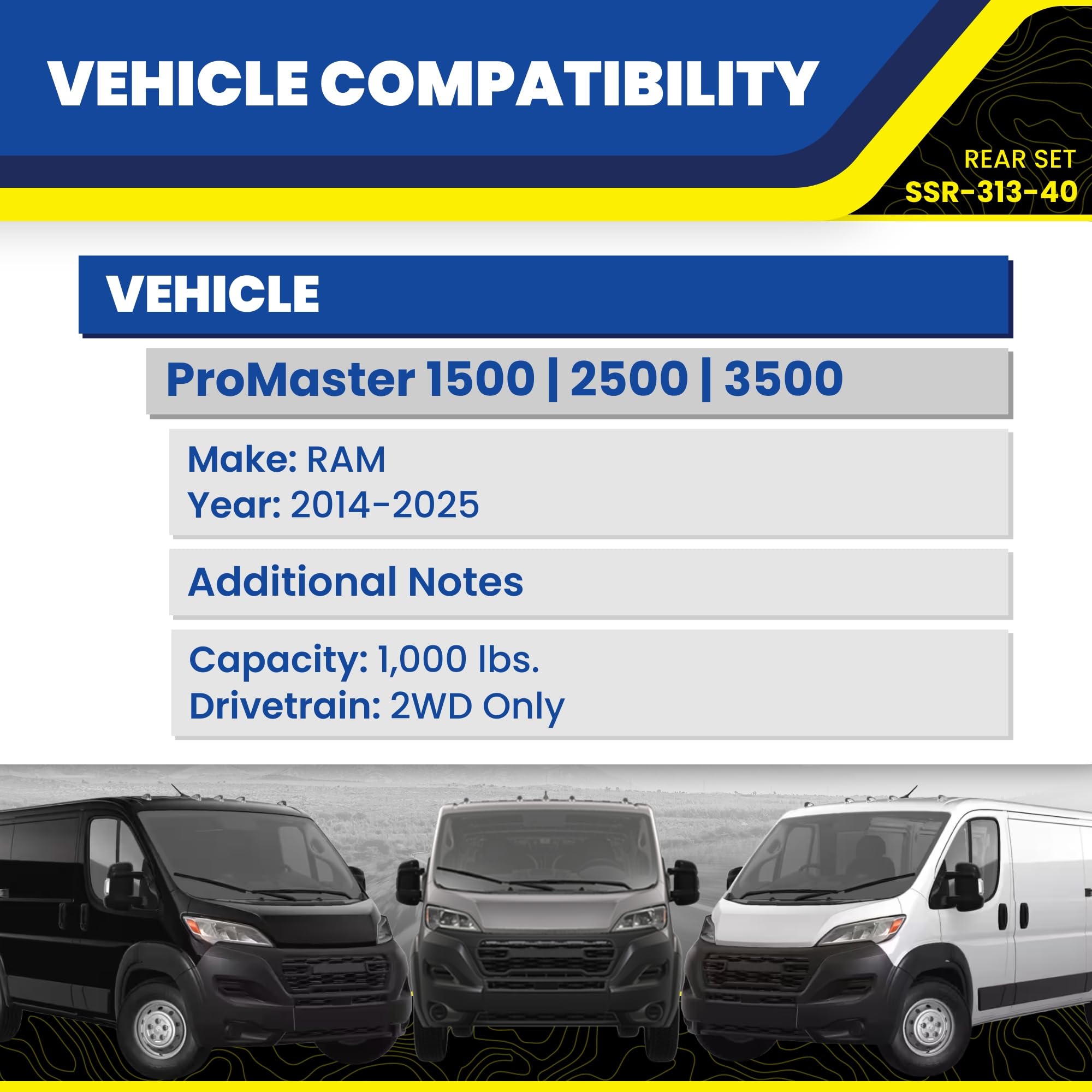 Set of Rear SumoSprings SuperSprings fits 2014-2025 RAM ProMaster 1500/2500/3500 (2WD Only) | 1000 lb Capacity at 50% Compression | Simple Installation