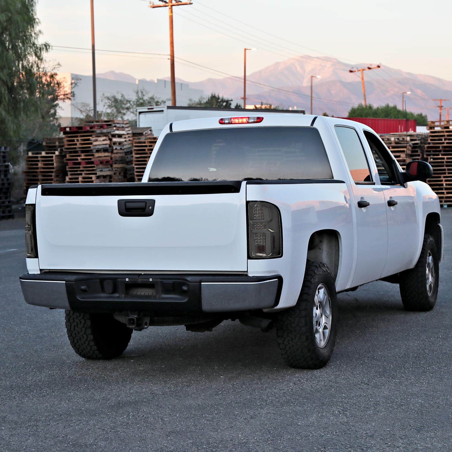 Smoke LED Tail Lights SPEC-D TUNING w/White LED Light Bars Compatible with 2007-2013 Chevy Silverado 1500/2500HD/3500HD, Left + Right Pair Assembly