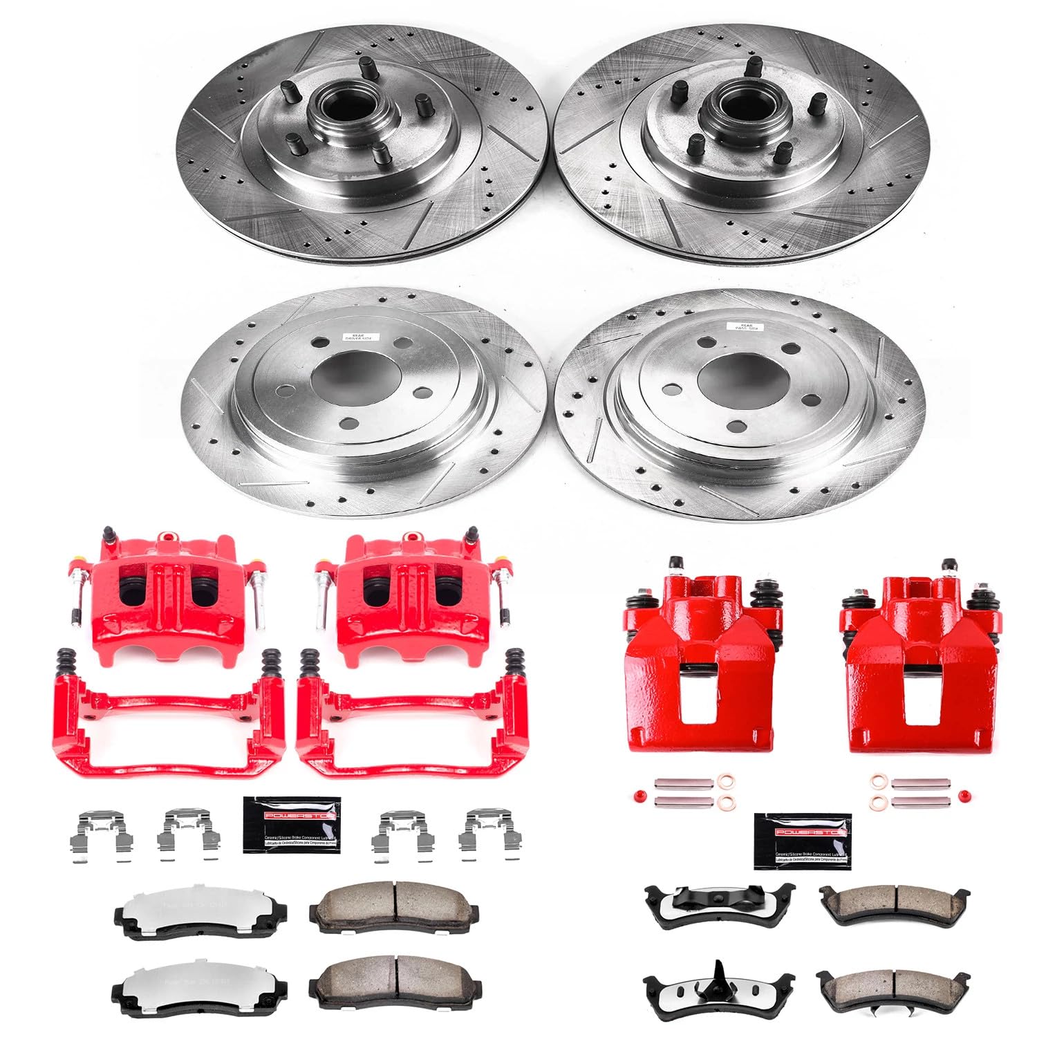 Brake Kit Power Stop KC1921-36 with Caliper (Front and Rear Truck Tow), 1 Pack For Ford Explorer Sport 2003 [Model Specific]