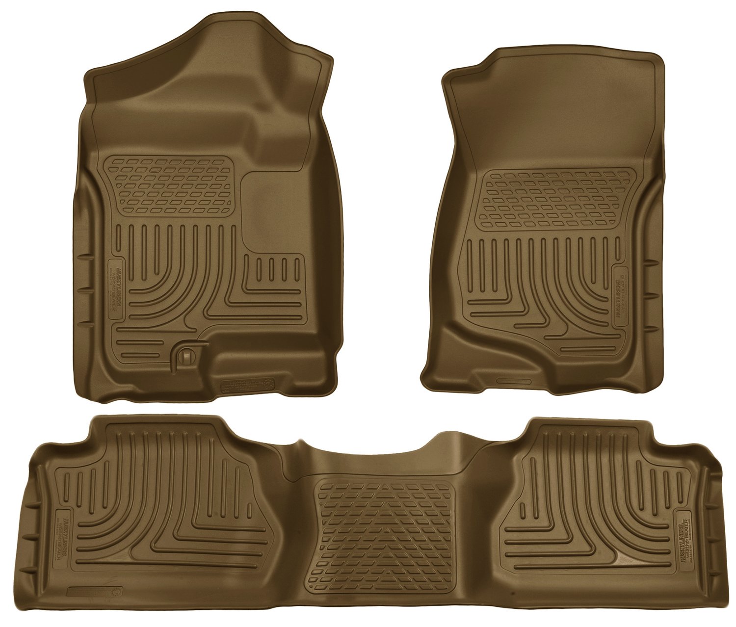 Husky Liners Floor Mats Weatherbeater | Fits 2007-2014 Chevrolet Suburban 1500 & GMC Yukon XL1500; 2007-2013 Cadillac Escalade EXT & Chevrolet Avalanche | Front & 2nd Row, 3-pc Tan - 98263