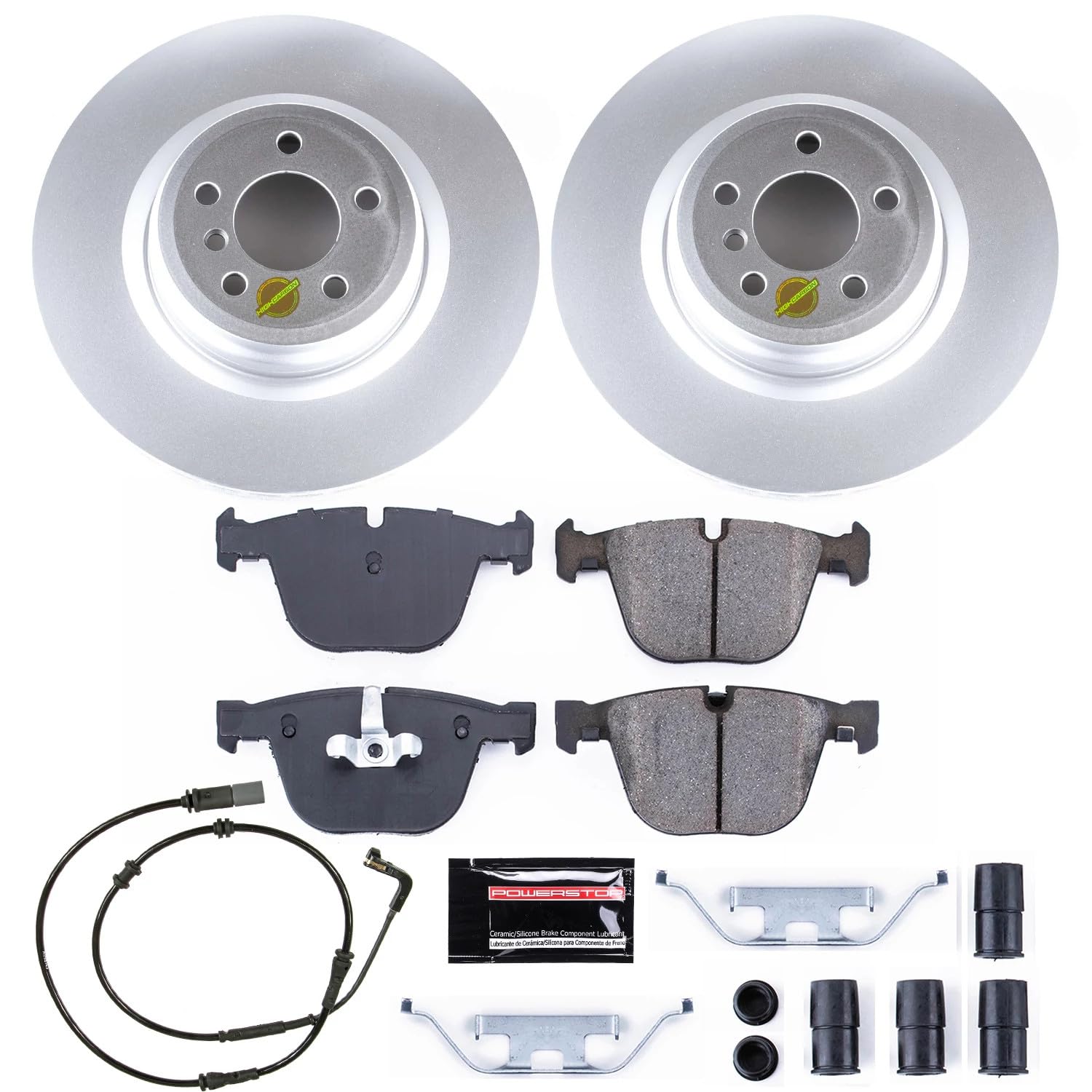 Coated Brake Rotor and Ceramic Brake Pads Power Stop CRK6014- Rear For BMW 750Li 2009, BMW 750i 2009 [Model Specific]