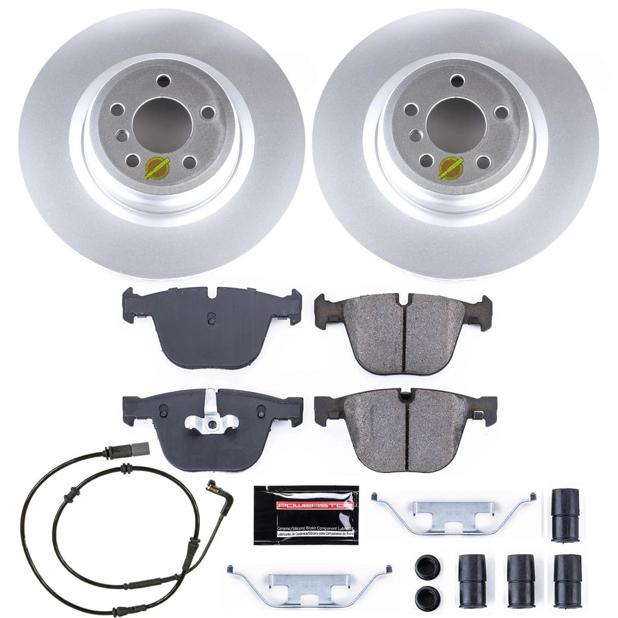 Coated Brake Rotor and Ceramic Brake Pads Power Stop CRK6014- Rear For BMW 750Li 2009, BMW 750i 2009 [Model Specific]