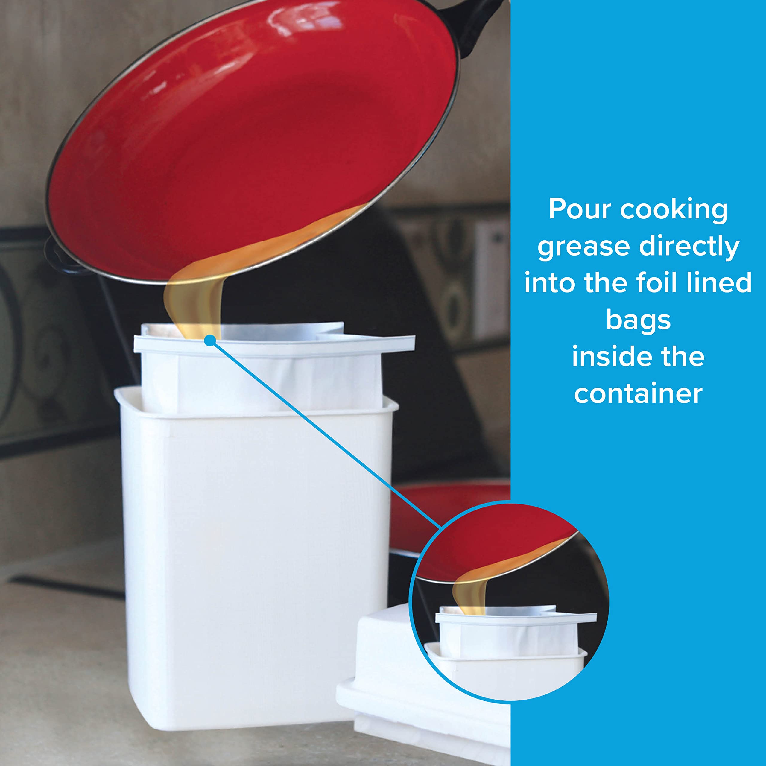 Cooking Grease Storage Bin Camco | Help Stop RV and Marine Kitchen Drains from Getting Clogged | Foil Liners Hold Liquid Up to 200-Degrees Fahrenheit (42281)