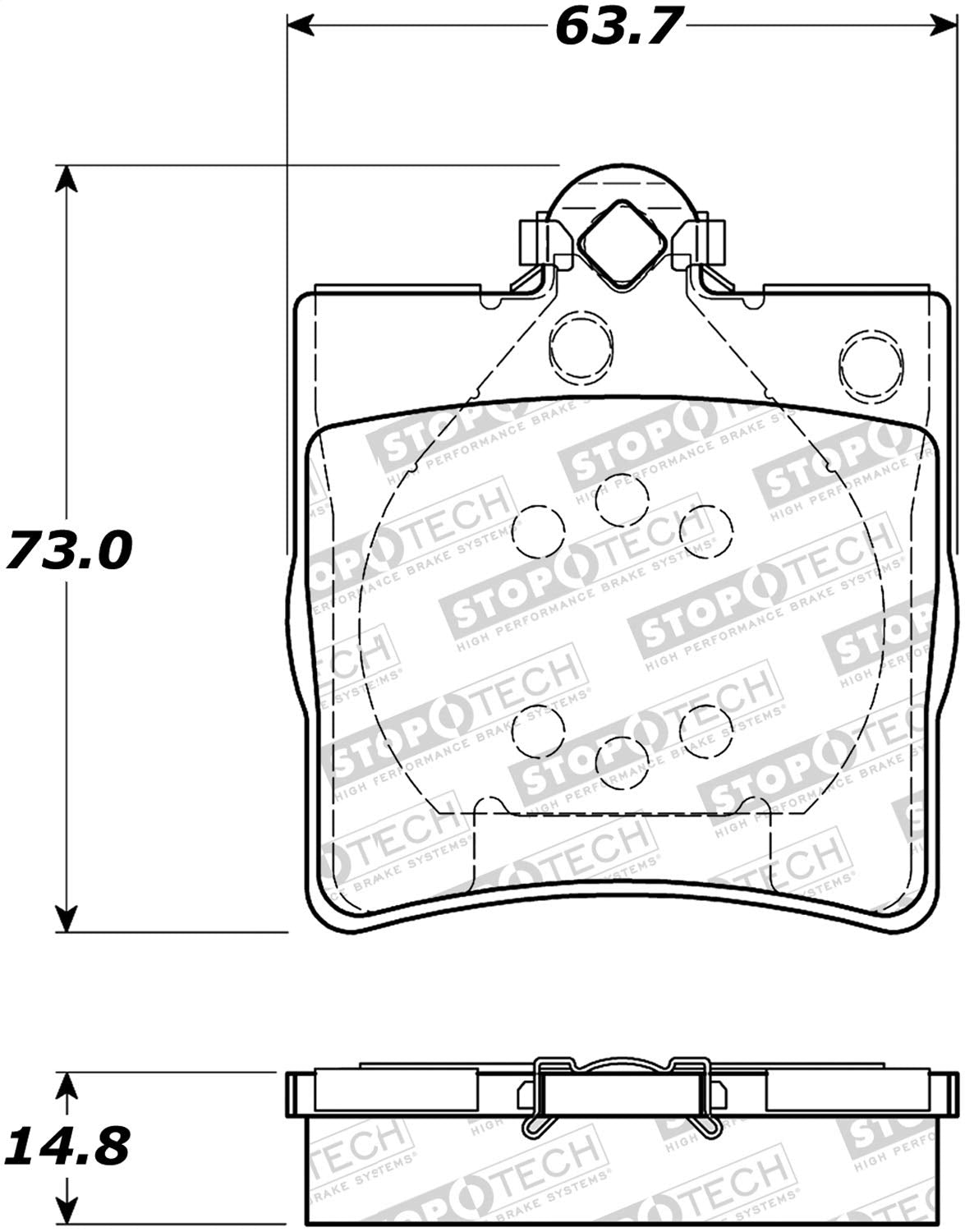 Rear StopTech 308.07790 Brake Pads with Shims and Hardware Street