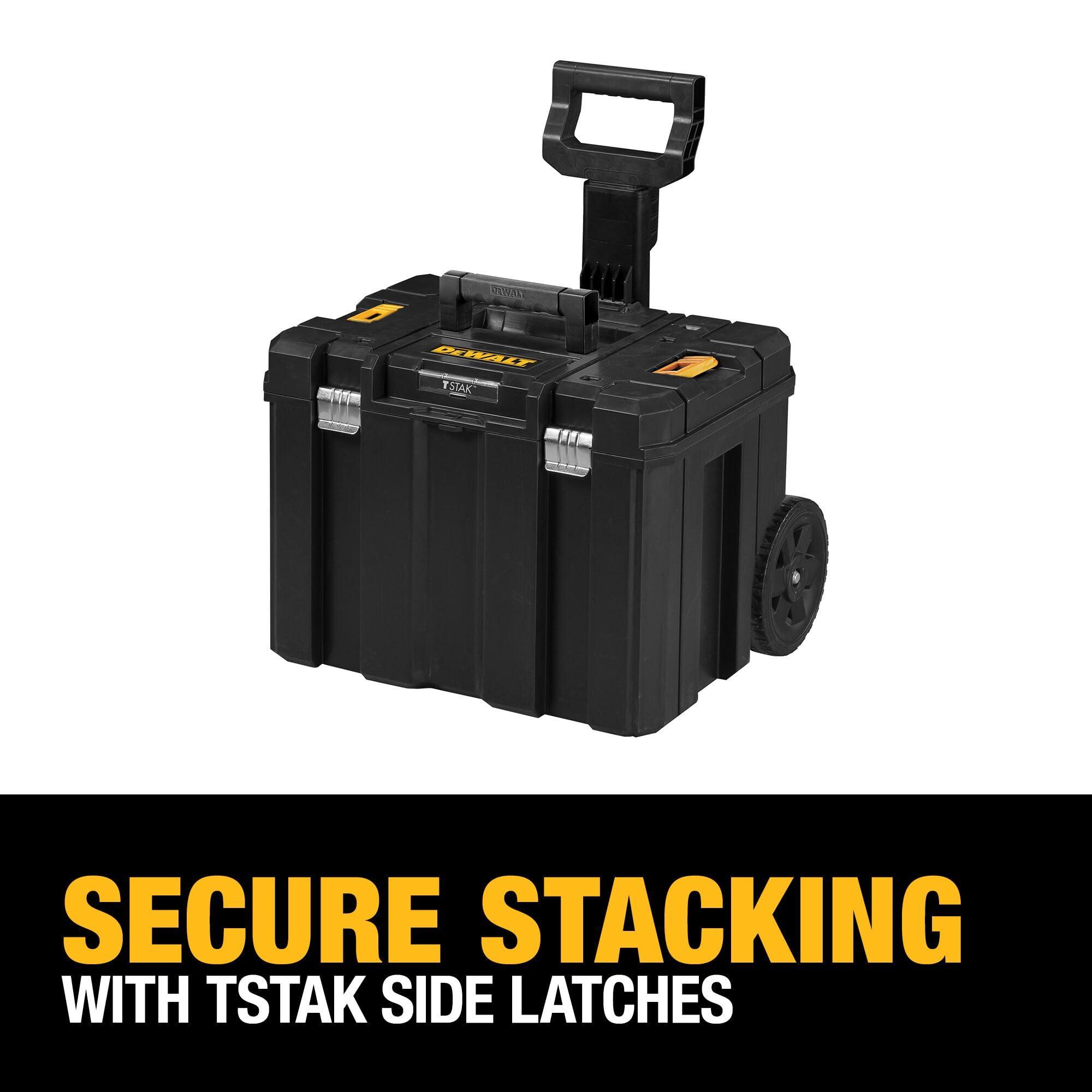 Modular DEWALT Tool Box with Wheels, Large Rolling Tool Box With Telescopic Handle, Portable Carrier Deep Stackable TSTAK Storage (DWST17820)