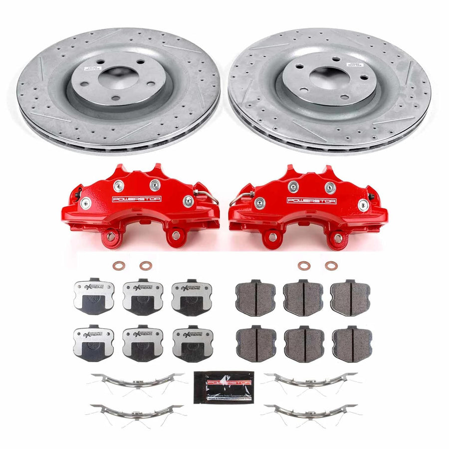 Power Stop Z26 KC1444-26 Front Brake Kit-Drilled/Slotted Rotors, Carbon Ceramic Brake Pads & Calipers For Chevrolet Corvette 2006-2013 [Model Specific]
