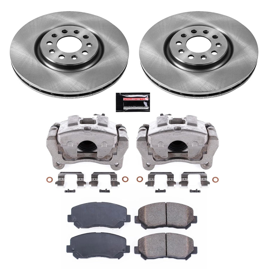 Power Stop KCOE6538 Front Stock Replacement Caliper Kit- OE Rotors, Ceramic Brake Pads, Calipers For Chrysler 200 2015-2017, Jeep Cherokee 2014-2022 [Model Specific]