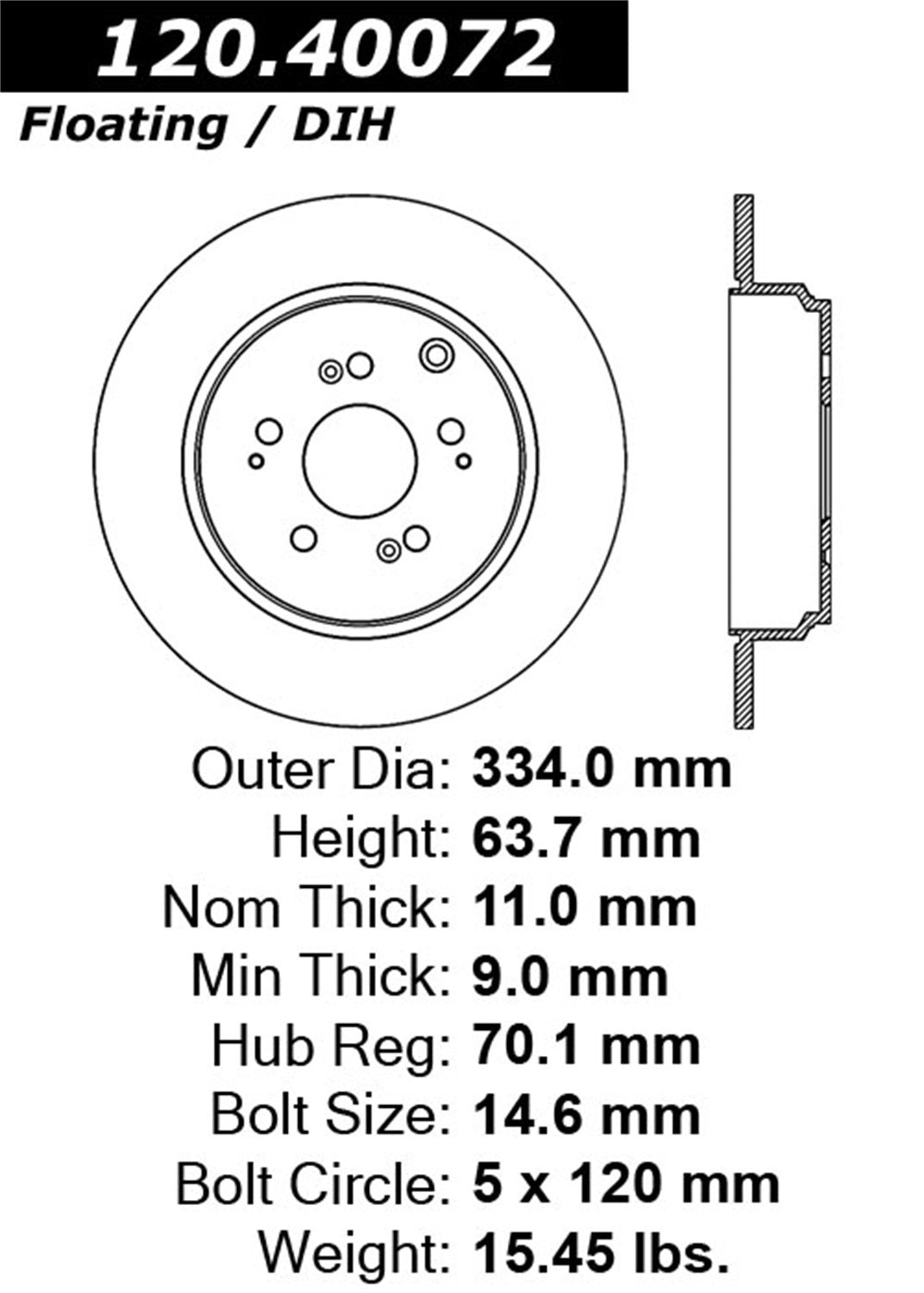 Sportstop Centric 127.40072L Slotted and Drilled Brake Rotor