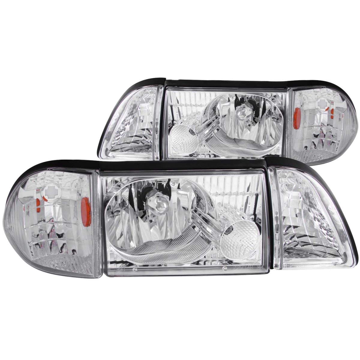 Ford Mustang Anzo USA 121195 Crystal w/Corner/Inner Corners Chrome Headlight Assembly - (Sold in Pairs)