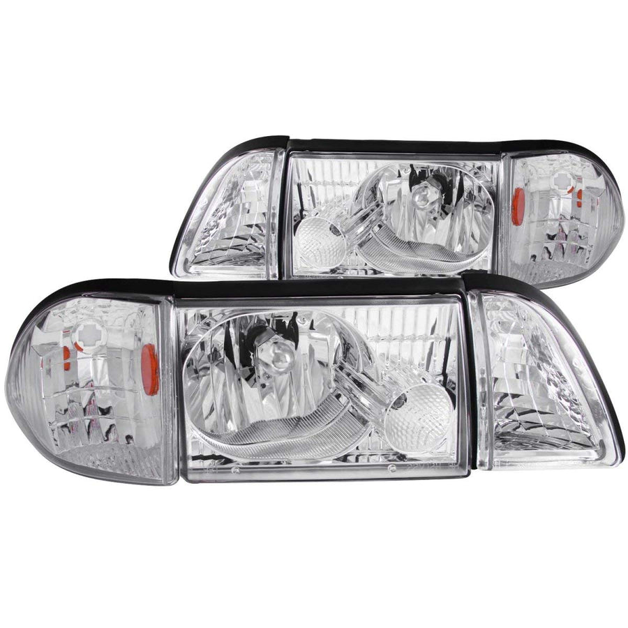 Ford Mustang Anzo USA 121195 Crystal w/Corner/Inner Corners Chrome Headlight Assembly - (Sold in Pairs)