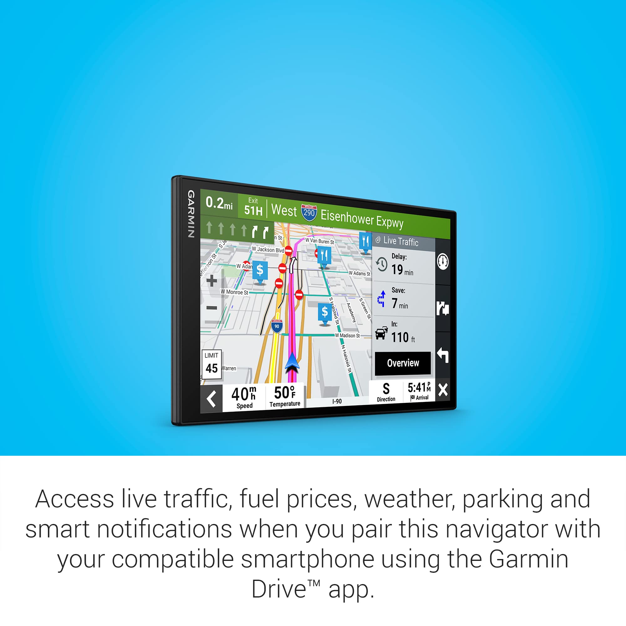 DriveSmart Garmin 86, 8-inch Car GPS Navigator with Bright, Crisp High-Resolution Maps and Garmin Voice Assist