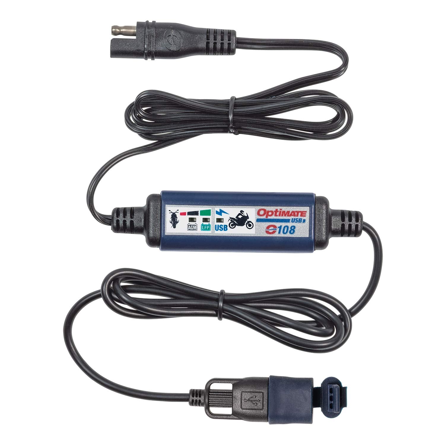Optimate USB O-108v2, Smart 3300mA in-line USB Charger with Standby Mode & Vehicle Battery Monitor.