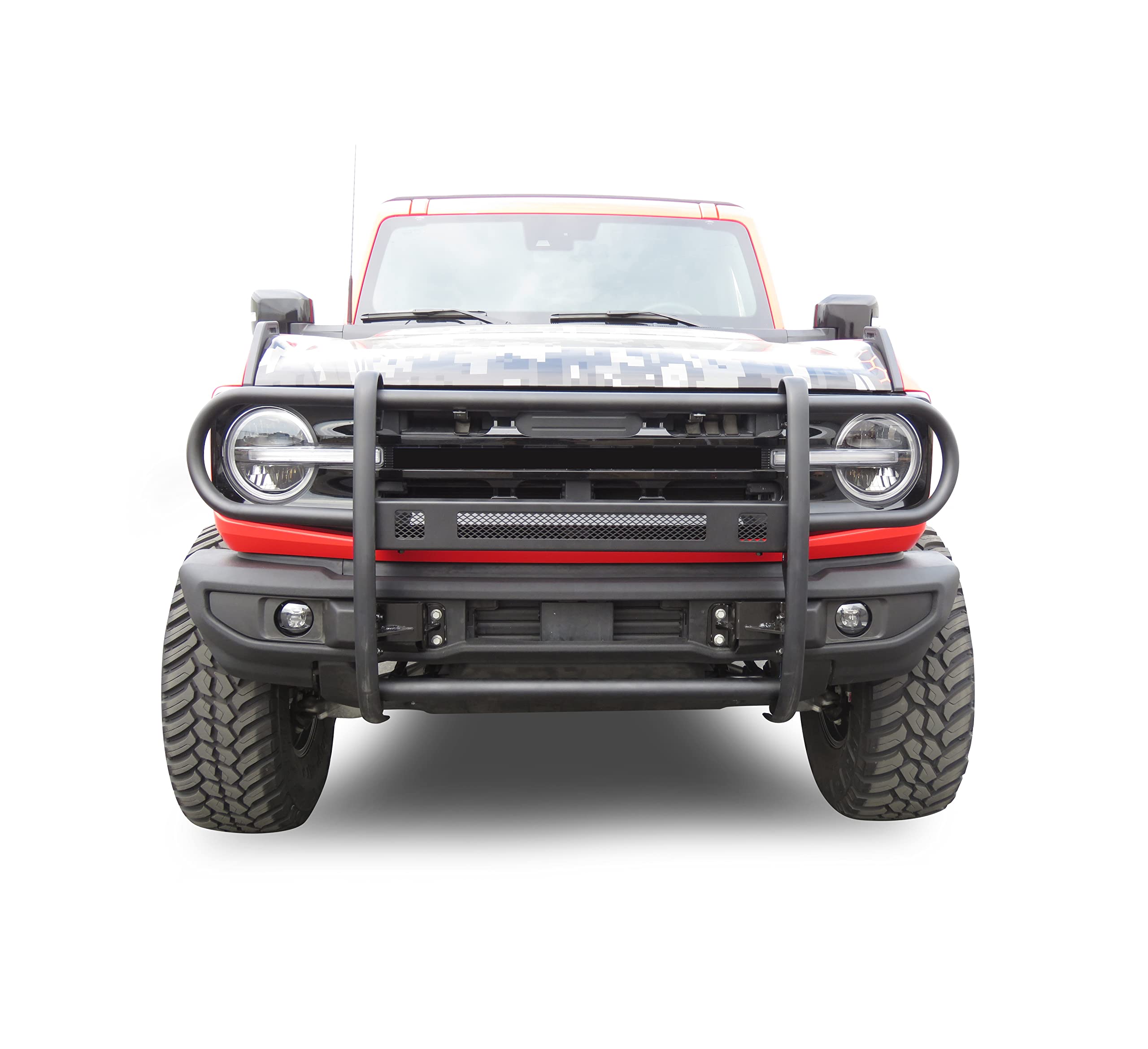 Beacon Black Horse Grille brush Bumper Guard Modular Black Compatible with 2021-2024 Ford Bronco-BGFB21NL