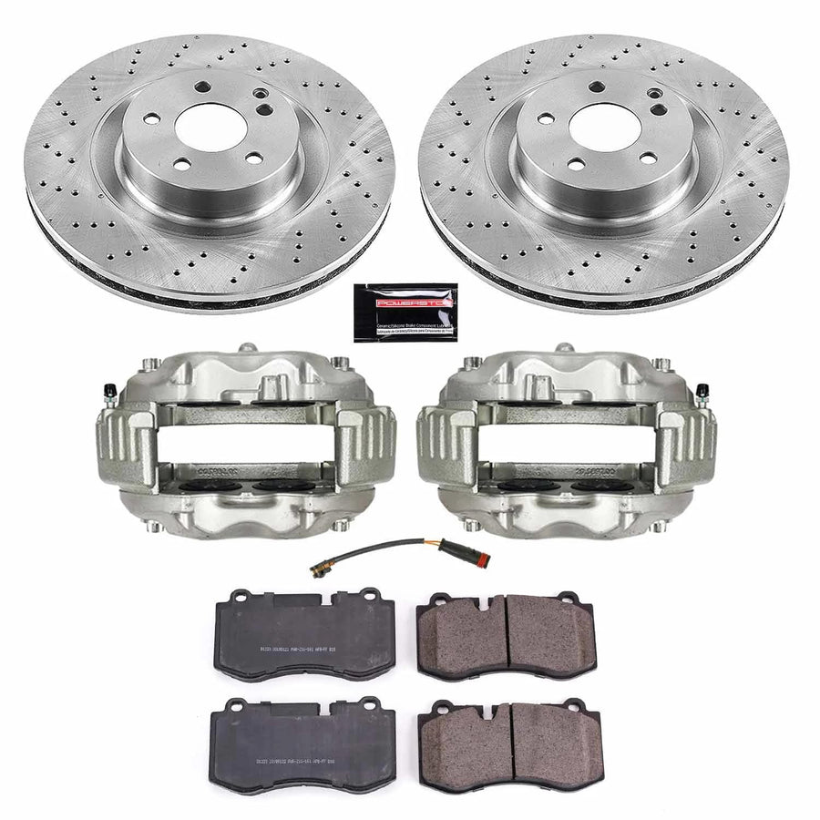 Power Stop Autospecialty KCOE6755 Front Caliper Brake Kit- Brake Rotors, Ceramic Brake Pads and Brake Calipers For CL600, S400, S550, S600, SL550 [Model Specific]