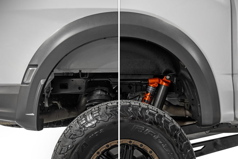 Rear Wheel Well Liners Rough Country for Ford F-150 Raptor 4WD (2021-2025) - Heavy-Duty Rear Fender Liners for Mud & Debris Protection, Made in USA