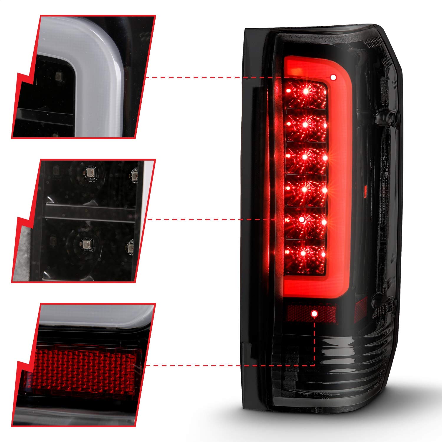 1987-1996 Ford F-150 ANZO (311351) LED Taillights Black Housing Smoke Lens (Pair)