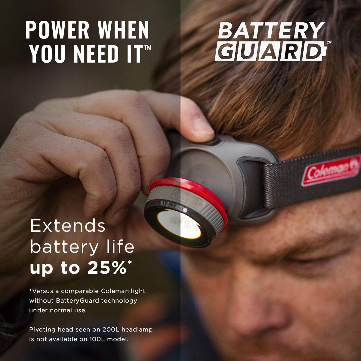 Coleman LED Headlamp with Water-Resistant BatteryGuard Technology, 4 Light Modes, 25% Extended Battery Life, Suitable for Outdoor Adventures, Emergency Preparedness and Household Usage