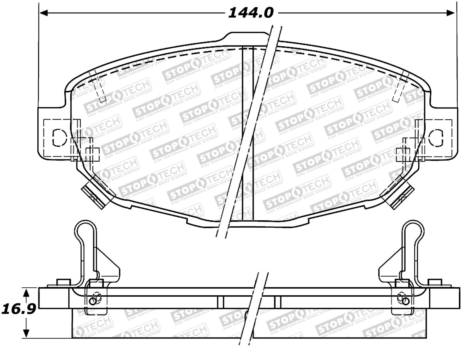 Front StopTech 308.05710 Brake Pads with Shims and Hardware Street
