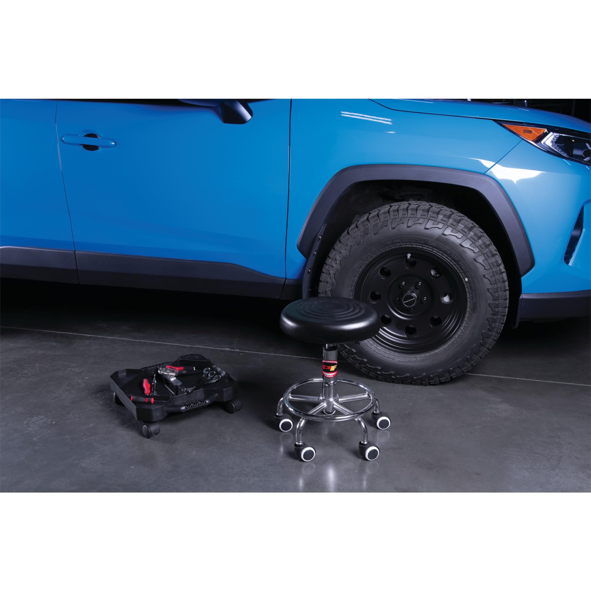 Adjustable Performance Tool W85027 Pneumatic Rolling Bar Stool (19 - 24 Inch), 250 Lbs Capacity