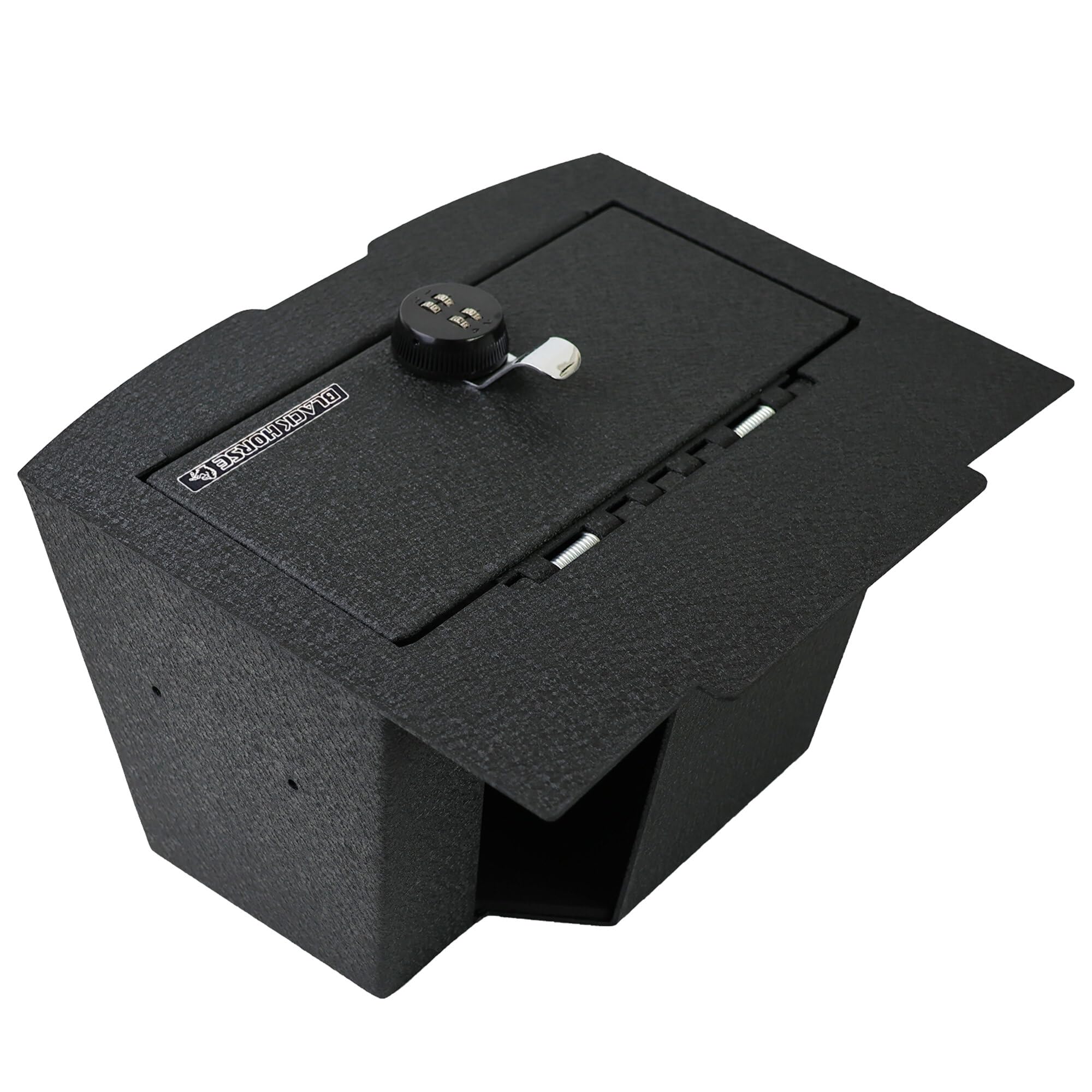 Black Horse Security Lock Box Center Console Safe, Black Gun Box Organizer with 4 Digit Combination Resettable Lock Compatible with 19-24 Ram1500,2500,3500 Ram 1500 TRX-ASDR03