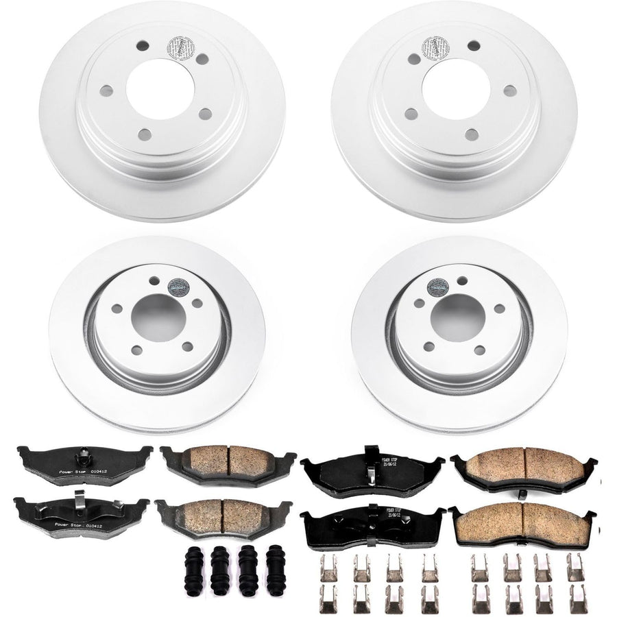 Power Stop Front and Rear CRK6178 Coated Brake Rotors and Z17 Ceramic Brake Pads Kit For Chrysler Concorde 2000-2004, Dodge Intrepid 2000-2004 [Model Specific]
