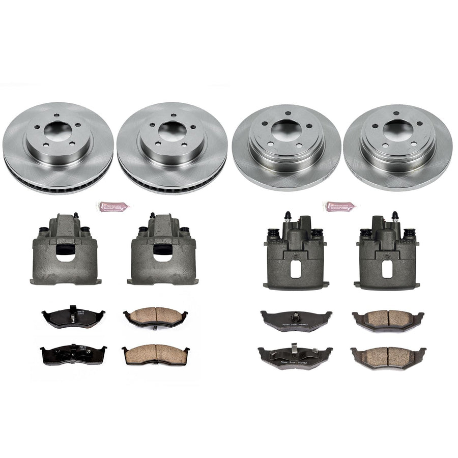 Power Stop Autospeciality KCOE6177 Replacement Front and Rear Caliper Kit- OE Rotors, Ceramic Brake Pads, Calipers
