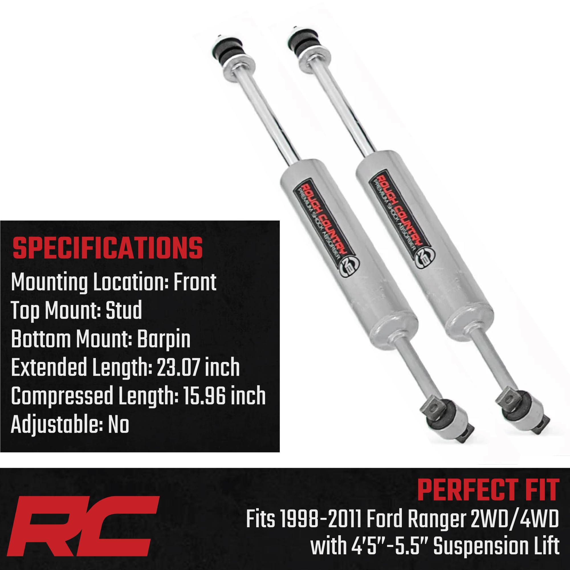 4.5-5.5" N3 Front Shocks Rough Country for 98-11 Ford Ranger - 23211_A