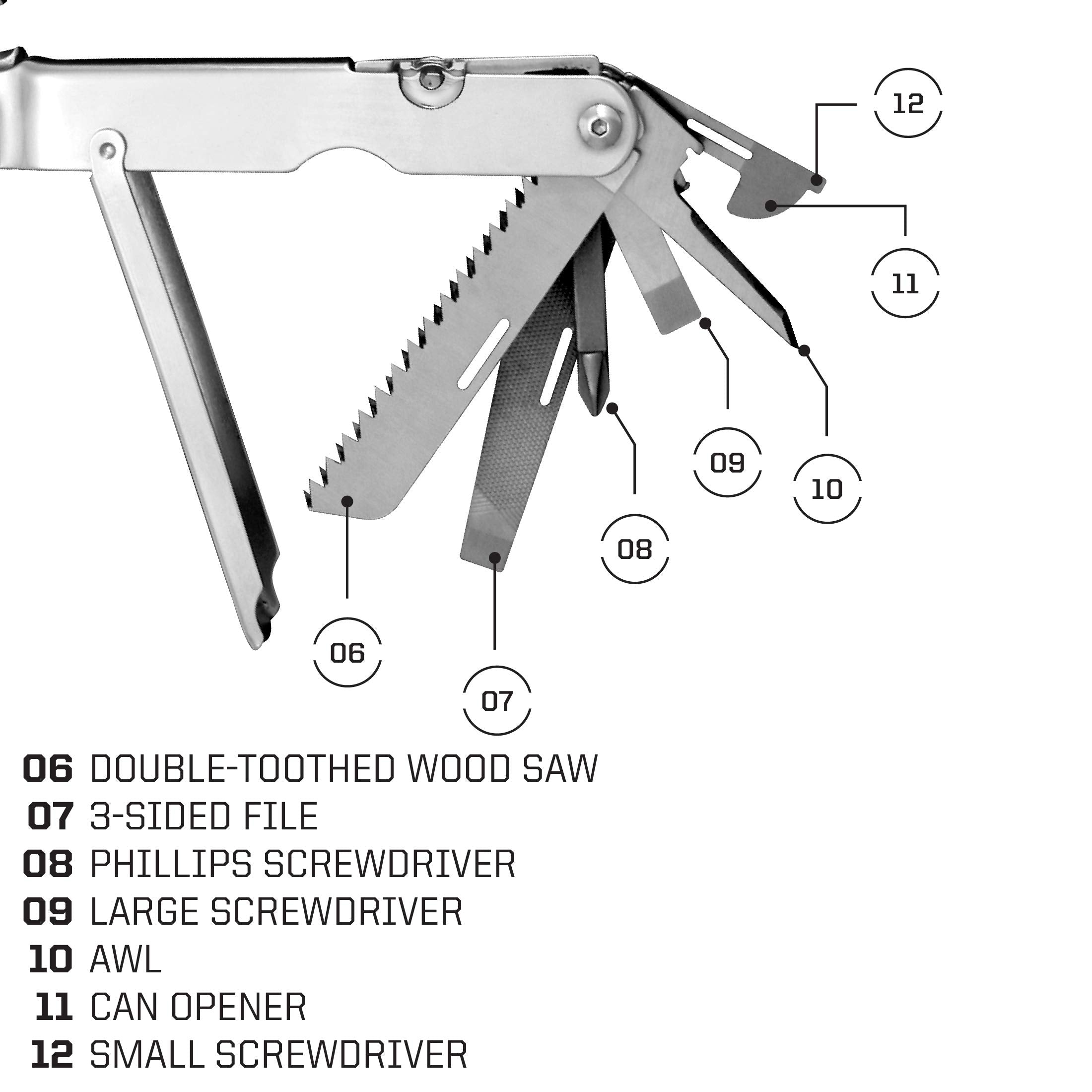 Heavy Duty SOG Powerlock 18 Multitool Pliers with Ballistic Nylon Sheath (Satin)