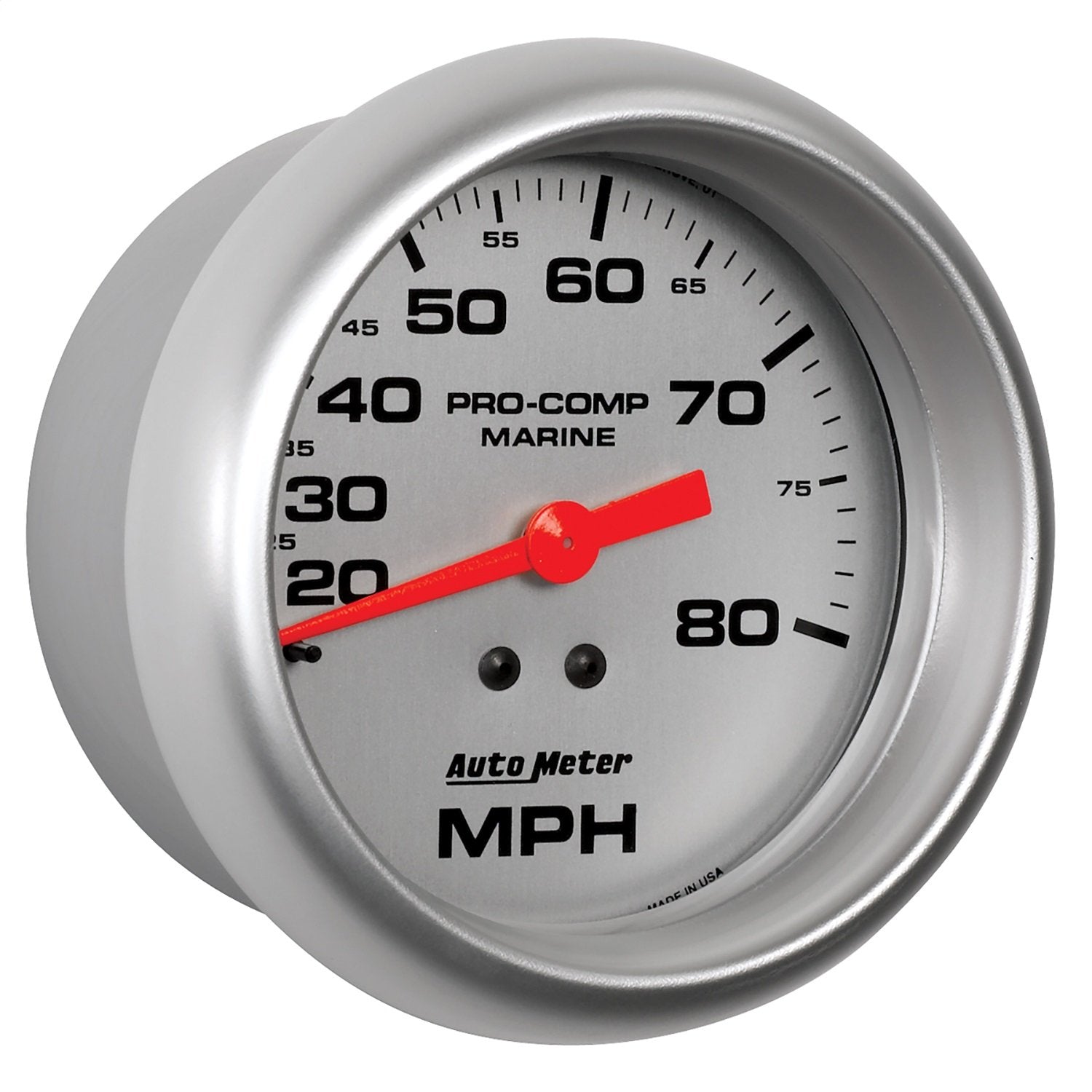 Speedometer AutoMeter Gauge, 3 3/8", 80Mph, Mechanical, Marine Silver (200753-33)