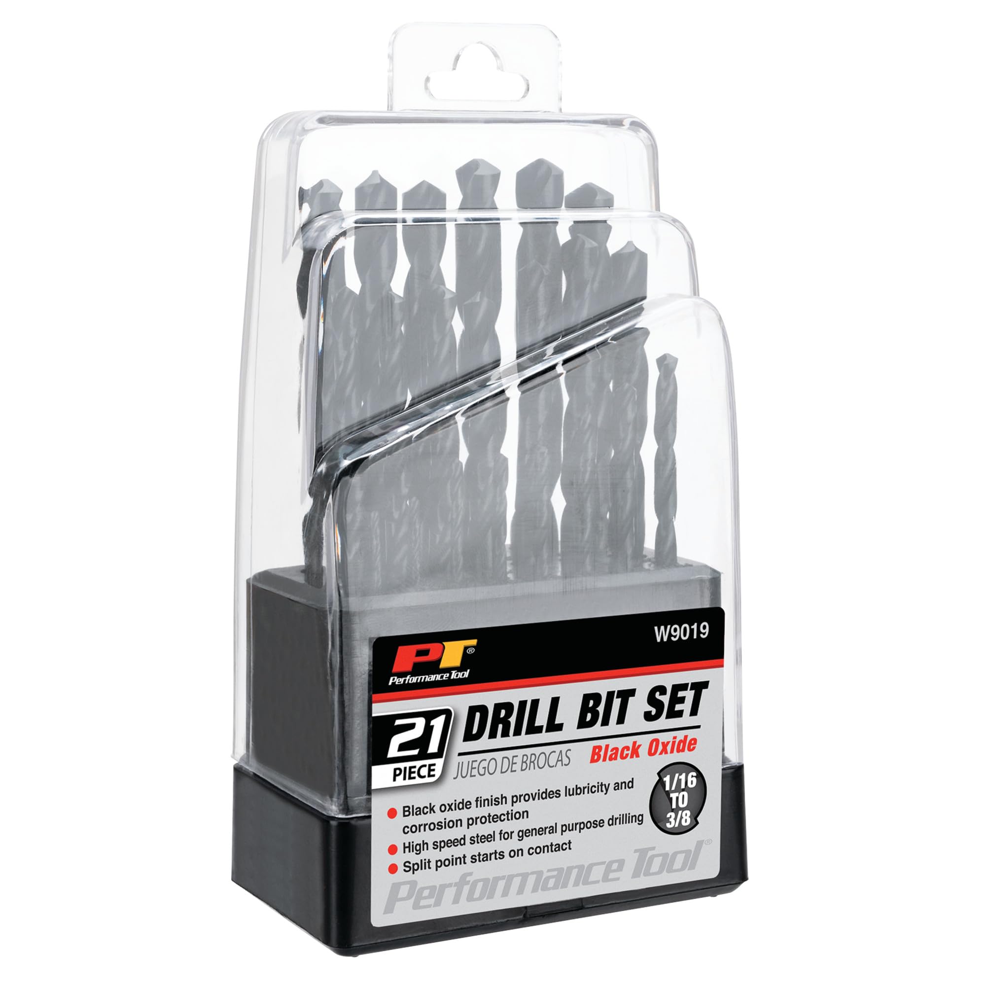 W9019 Performance Tool Drill Set Black Finish Twist, 21-Piece