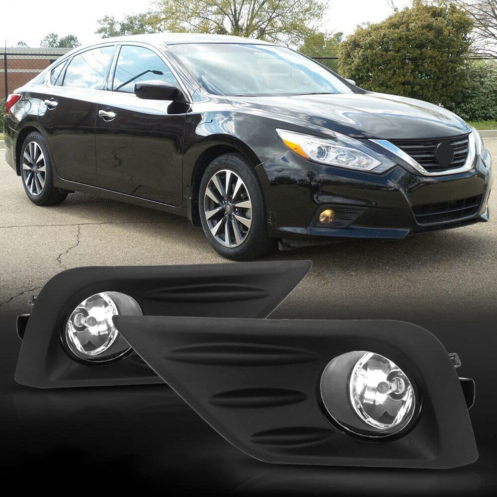 OEM Replica Black Horse Fog Light Clear Compatible with 2016-2017 Nissan Altima-NS896OE