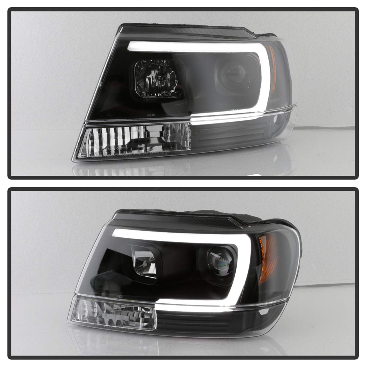 Jeep Grand Cherokee Spyder 5085221 99-04 Version 2 Light Bar Projector Headlights - Black